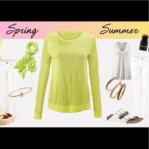 CAbi Split Back Pullover Lemon Lime NWT sz. S